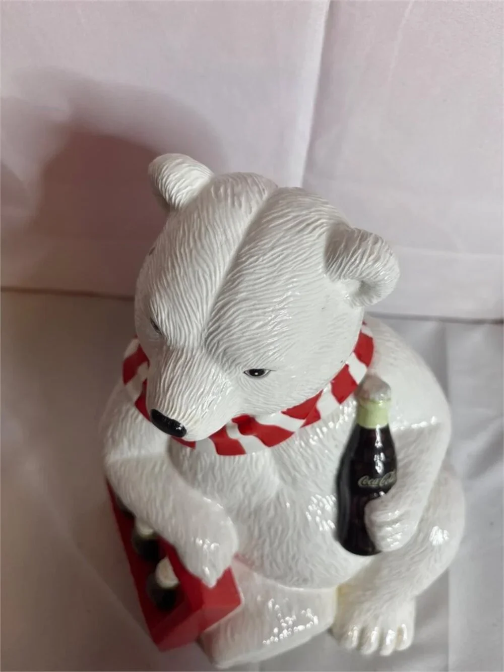 Vintage Coca-Cola Polar Bear & 6 Pack Bottle Crate Ceramic Cookie Jar